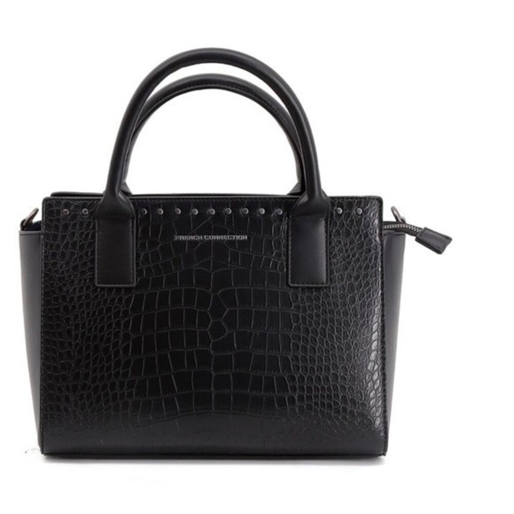 French Connection Jessamy Croco Satchel Black NWT